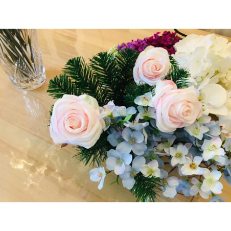 SZTUCZNE KWIATY RÓŻA biało różowa wyrobowa do stroika wiązanki bukiet dekor