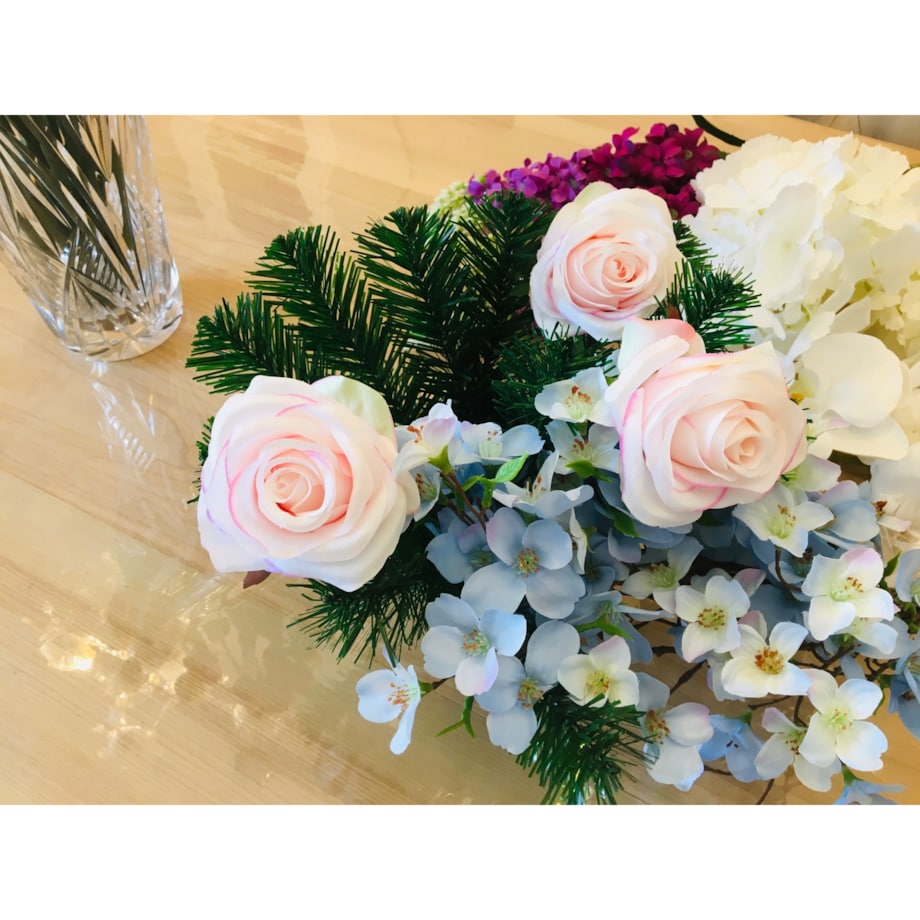 SZTUCZNE KWIATY RÓŻA biało różowa wyrobowa do stroika wiązanki bukiet dekor