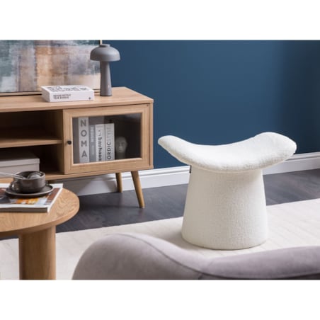 Puf RIDDLE Złamana biel Sztuczne futro 38 cm 57 cm