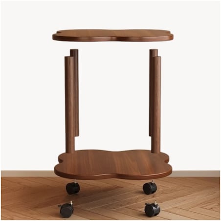 Mobilny stolik kawowy w kształcie koniczyny, orzechowy 60x60x48cm STL26