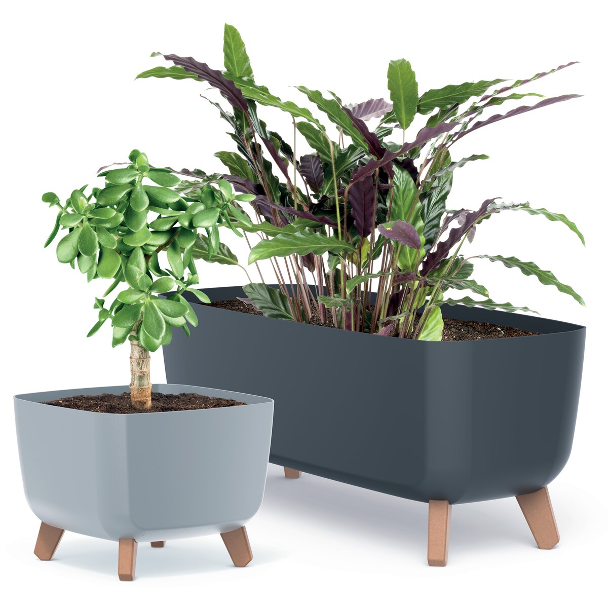 Doniczka Donica Ogrodowa 29 Cm Na Nóżkach Dekoracyjna Szara