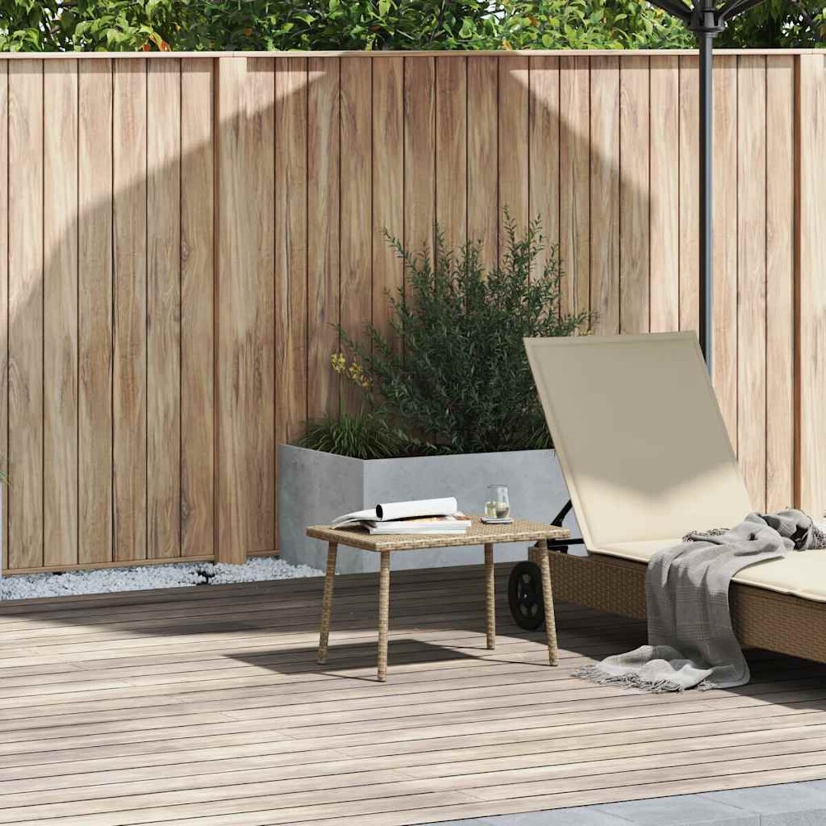 vidaXL Stolik kawowy ogrodowy prostokątny beżowy 60x40x37cm polirattan