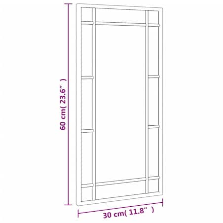 vidaXL Lustro ścienne, czarne, 30x60 cm, prostokątne, żelazo