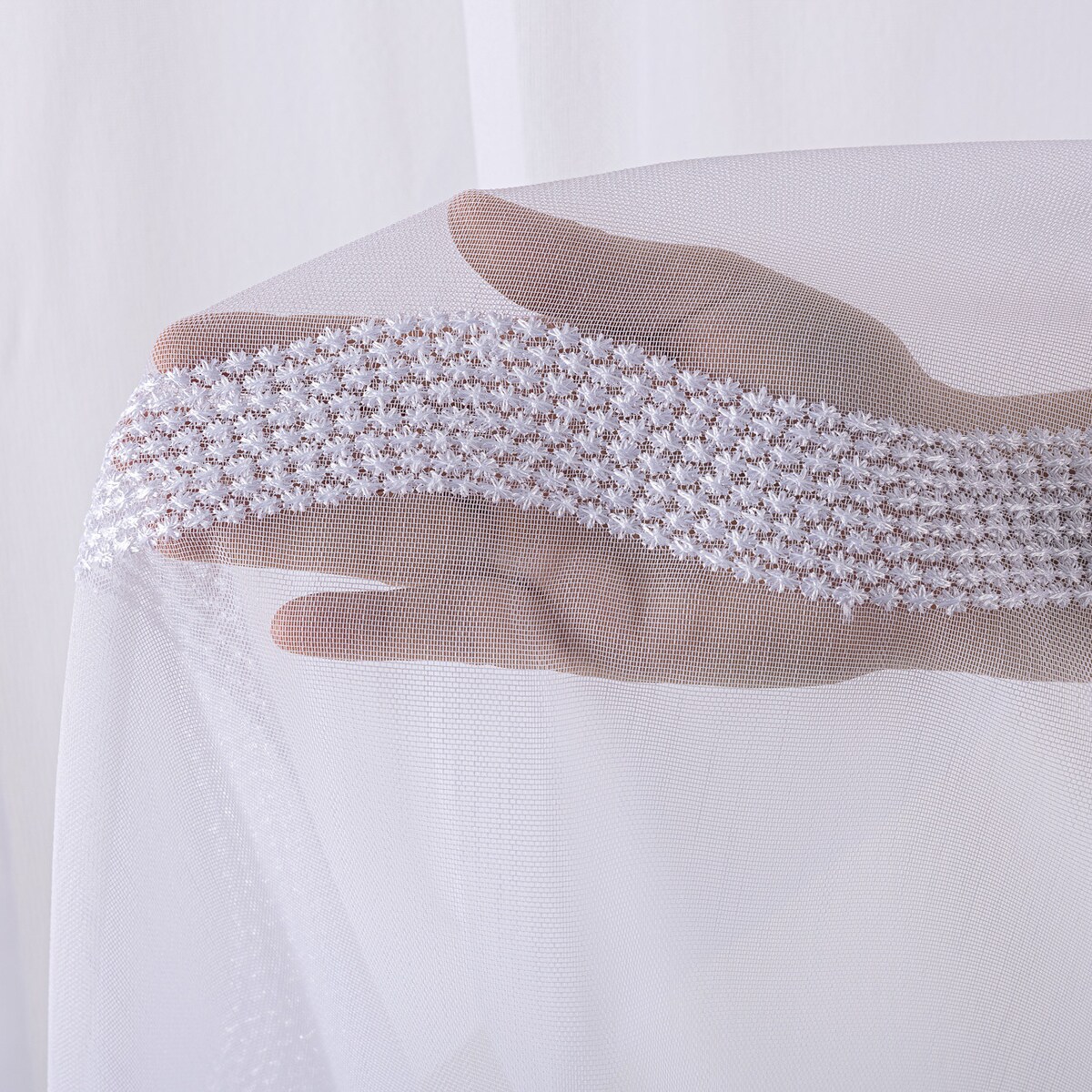 Firana na taśmie wave 300x245 biały ze wzorem