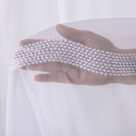 Firana na taśmie wave 300x245 biały ze wzorem