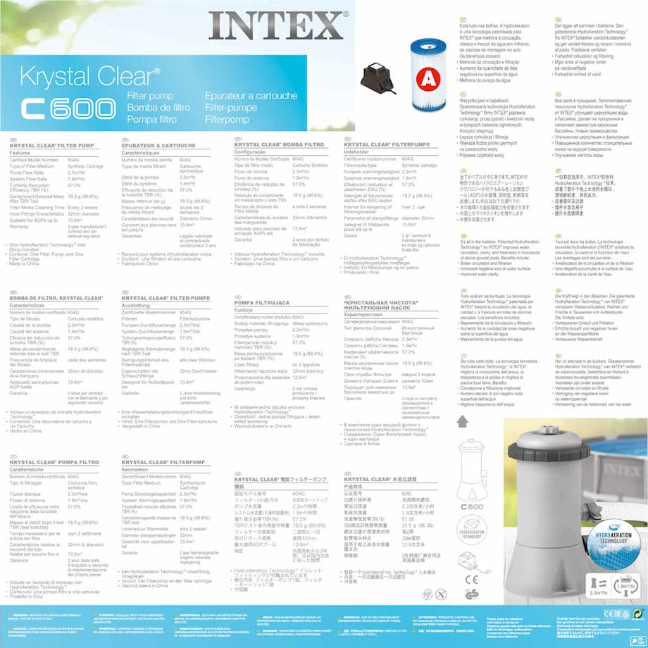 Intex Pompa z filtrem kartridżowym, 2271 L/h, 28604GS