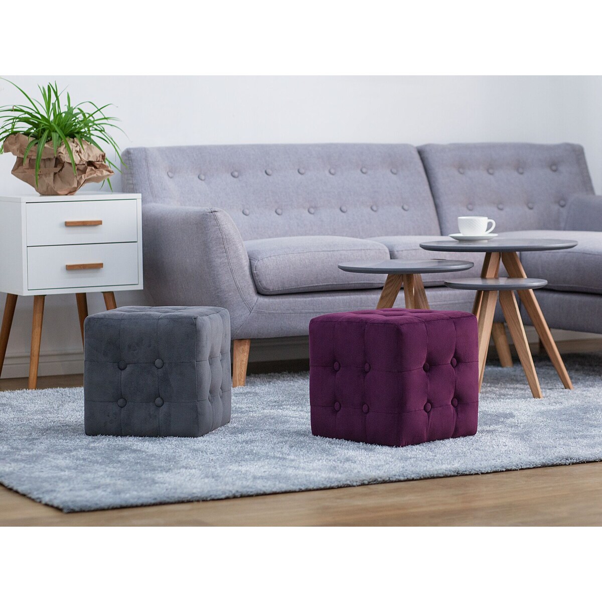 Puf welurowy 30 x 30 x 32 cm fioletowy WISCONSIN