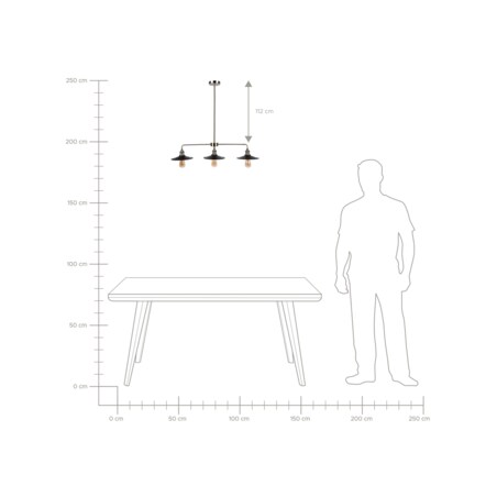 Lampa wisząca 3-punktowa metalowa czarna MONTONE