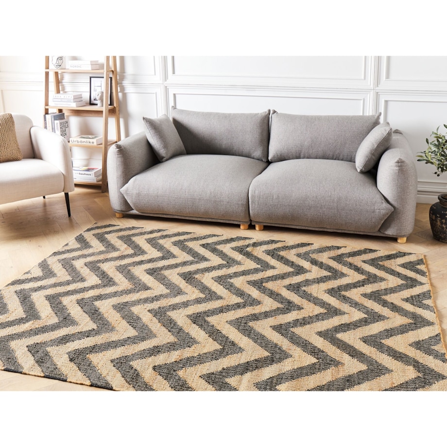 Dywan z juty 160 x 230 cm beżowo-czarny DEDEPINARI