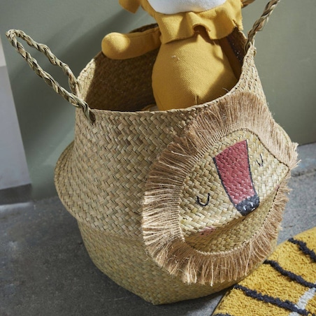 Kosz na zabawki z uchwytami THE KING OF THE JUNGLE, jutowy