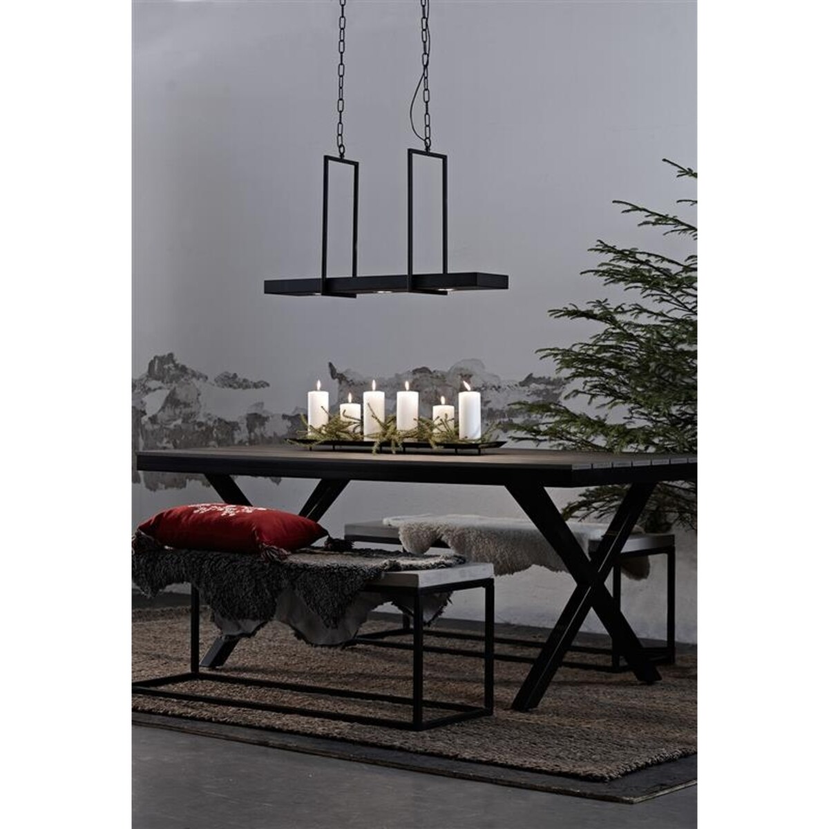 Rustykalna LAMPA zwieszana TRAY 105780 Markslojd metalowa OPRAWA wisząca zwis LED 9W 3000K na łańcuchu belka czarna