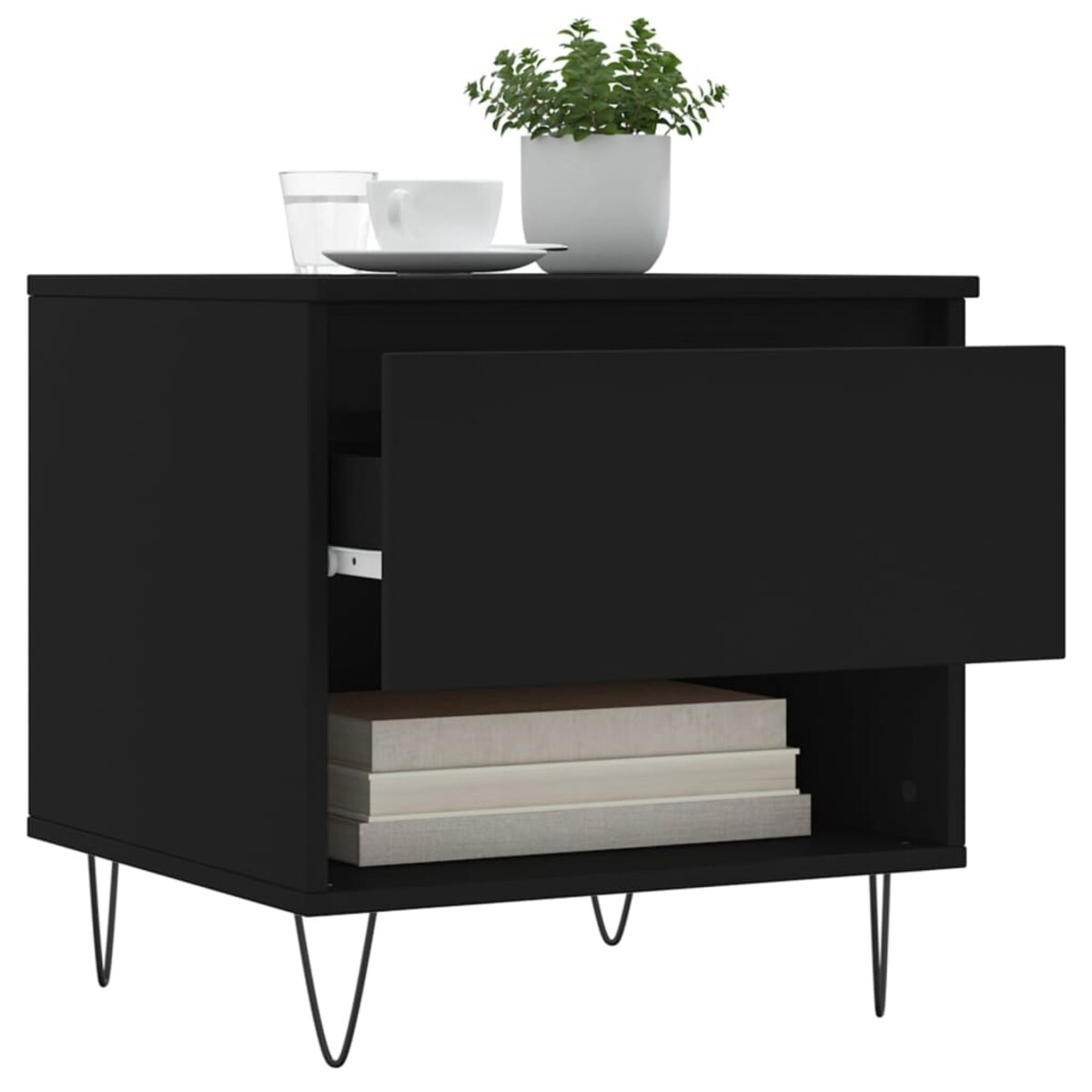 vidaXL Stolik kawowy, czarny, 50x46x50 cm, materiał drewnopochodny