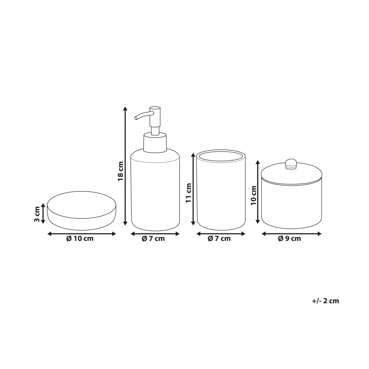 Zestaw akcesoriów łazienkowych 4 elementy CUMANA Ceramika Złoty