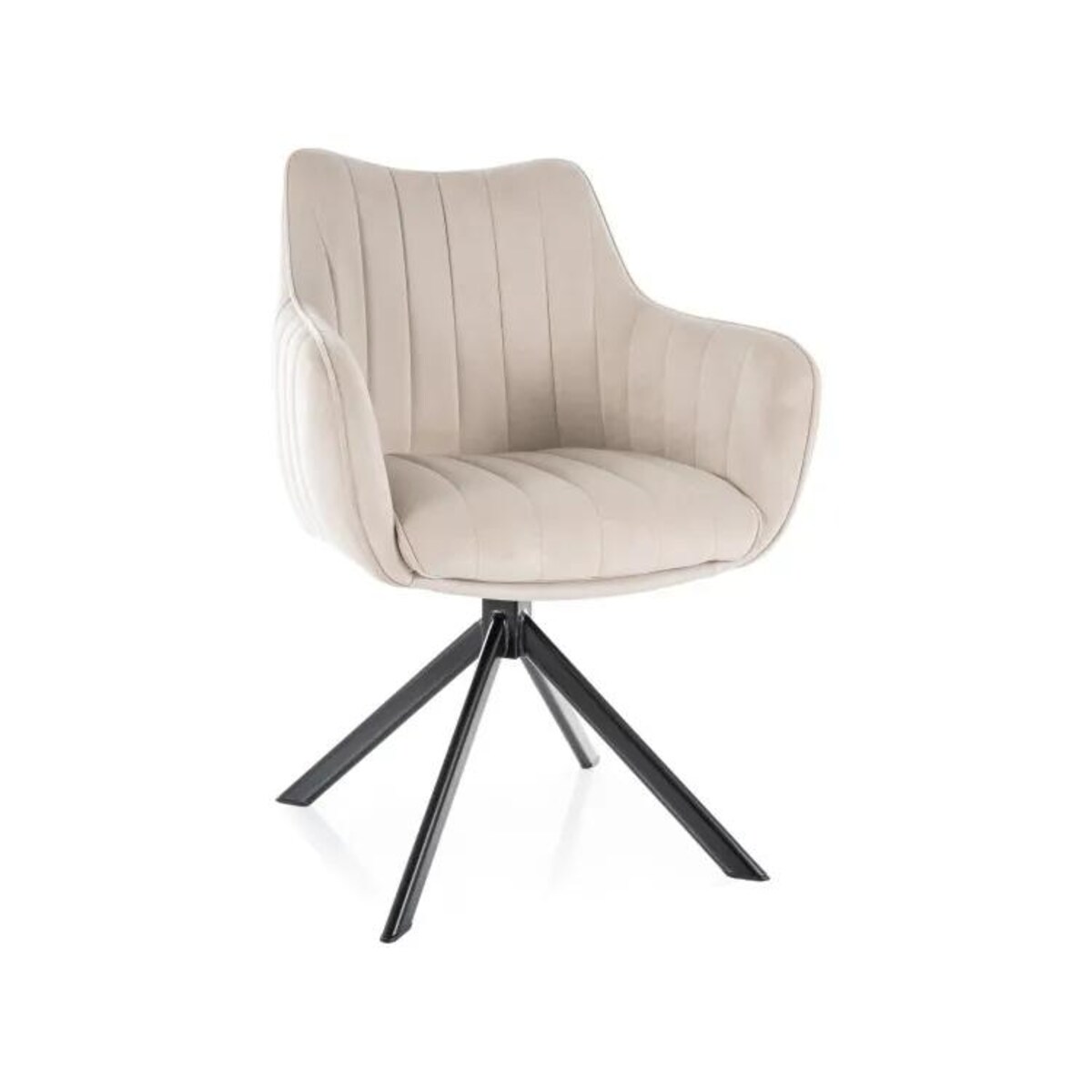 Krzesło tapicerowane AZALIA VELVET jasnobeżowe obrotowe