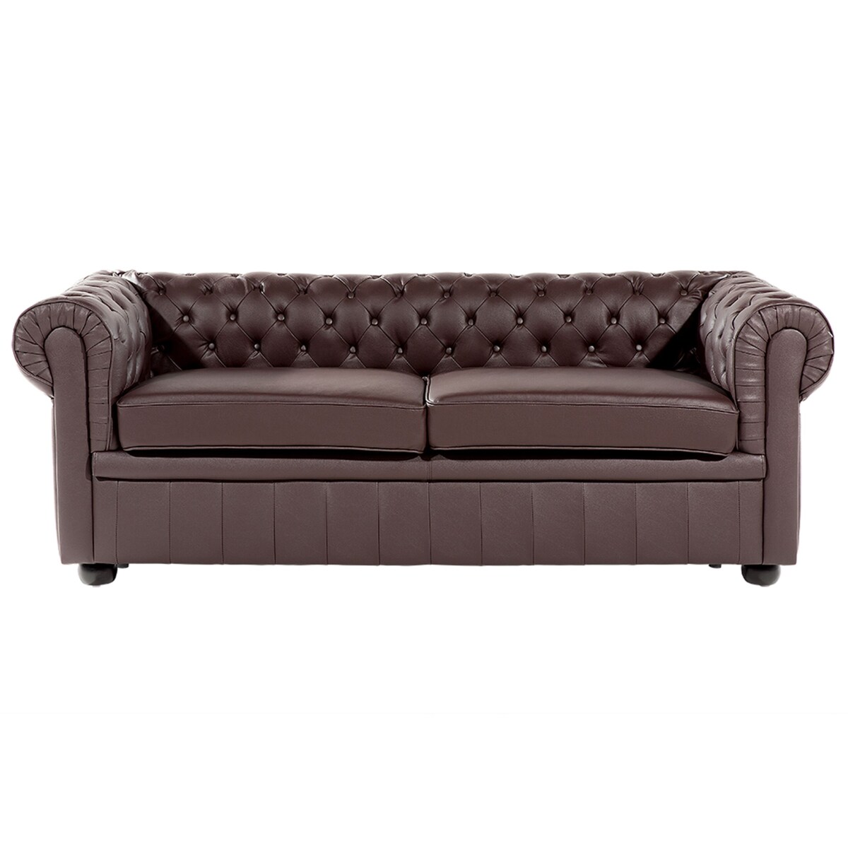 Sofa 3-osobowa skórzana brązowa CHESTERFIELD