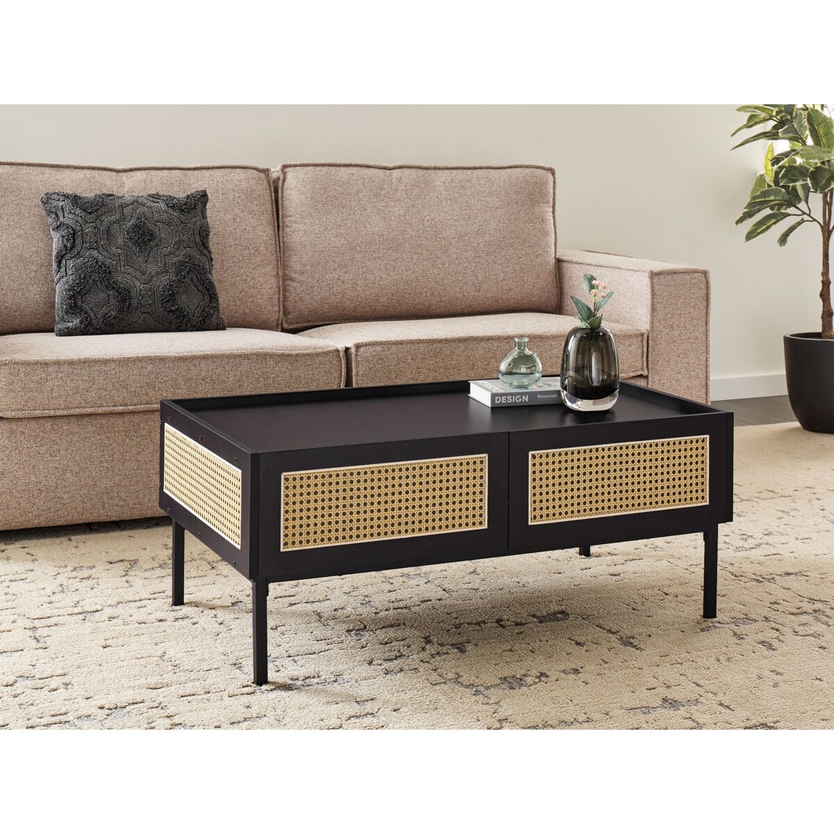 Stolik kawowy Z miejscem do przechowywania MDF Czarny CULLEN