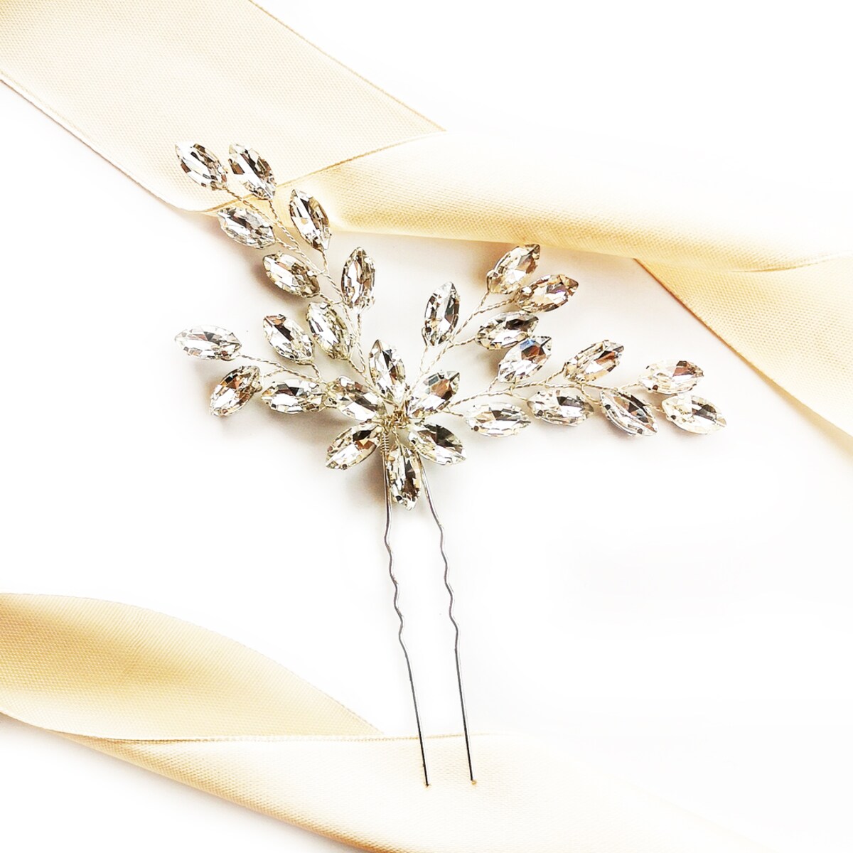 EFEKTOWNA ozdoba ślubna błyszcząca STROIK wsuwka KOKÓWKA