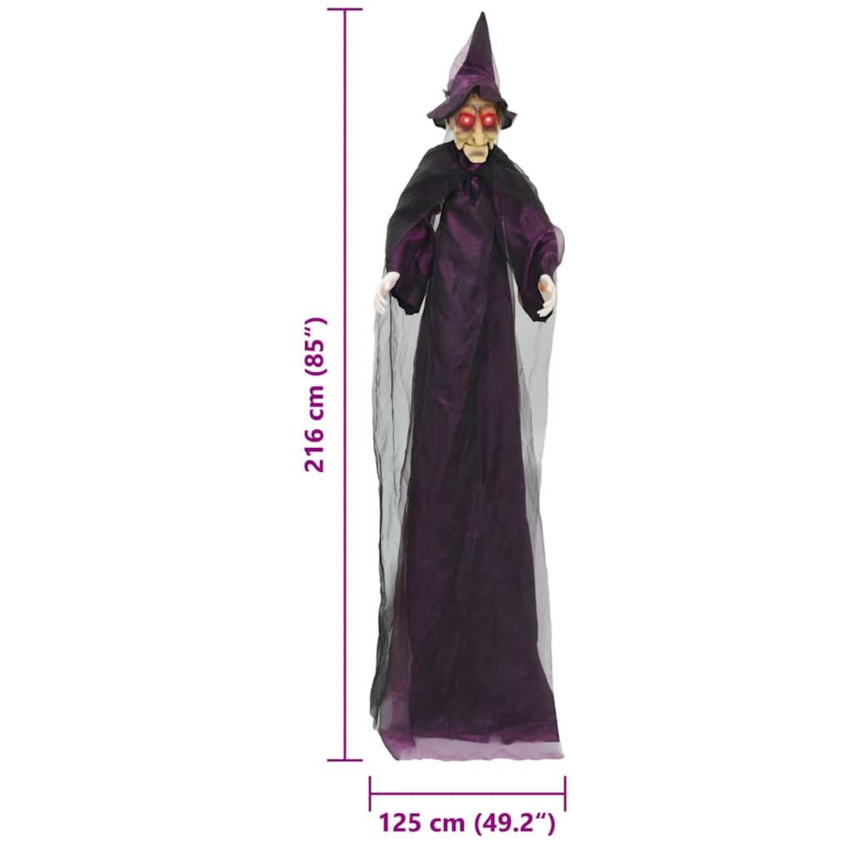 vidaXL Rozmawiająca Czarownica na Halloween Fioletowy 216 x 125 cm