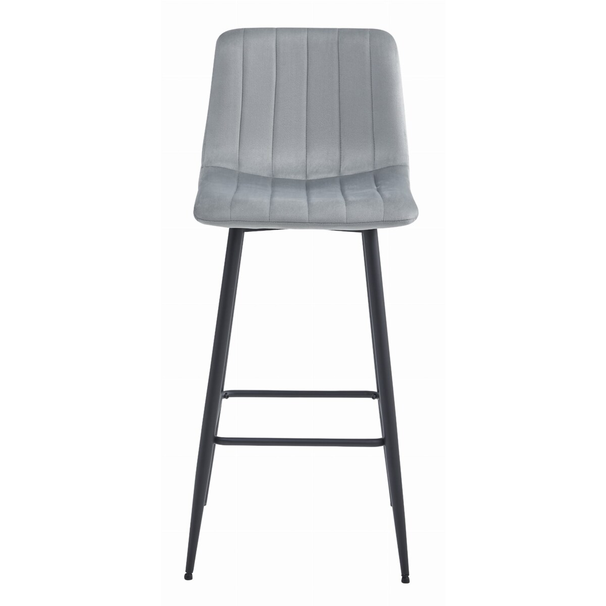 Hoker Do Jadalni Kuchni Baru Wysoki Pozza - Aksamit Srebrno-Szary / Nogi Czarne