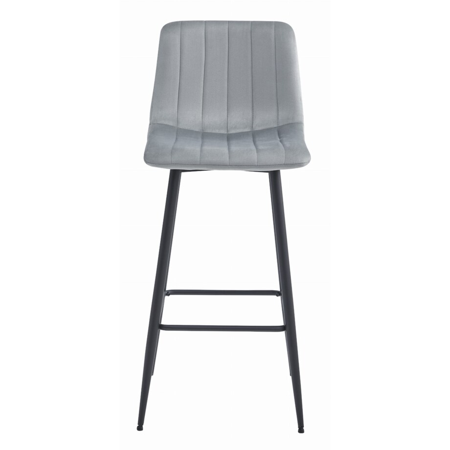 Hoker Do Jadalni Kuchni Baru Wysoki Pozza - Aksamit Srebrno-Szary / Nogi Czarne