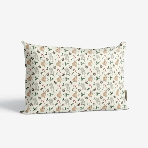 Poduszka świąteczna - Akwarelowe króliczki świąteczne