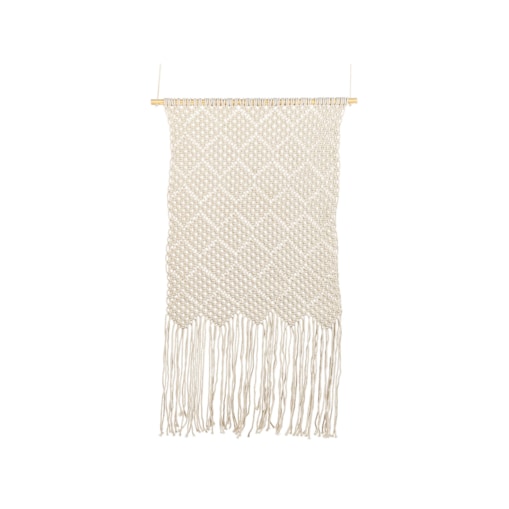 Dekoracja ścienna makrama bawełniana beżowa OKARA