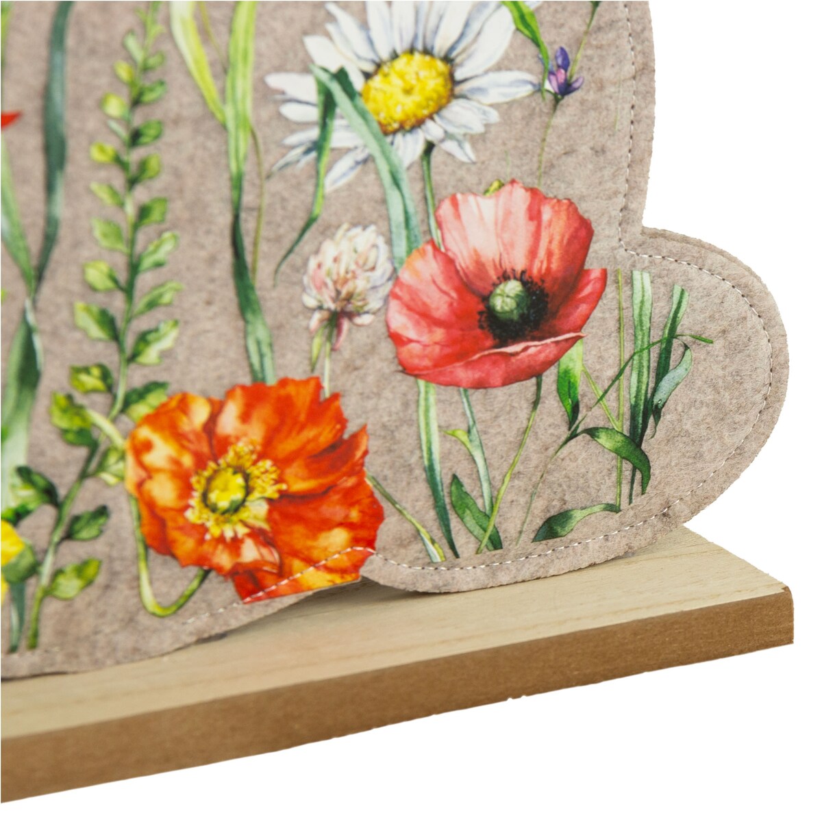 Królik Zajączek Wielkanocny Dekoracja Stojąca Ozdoba Drewniana Podstawka Jasnoszary