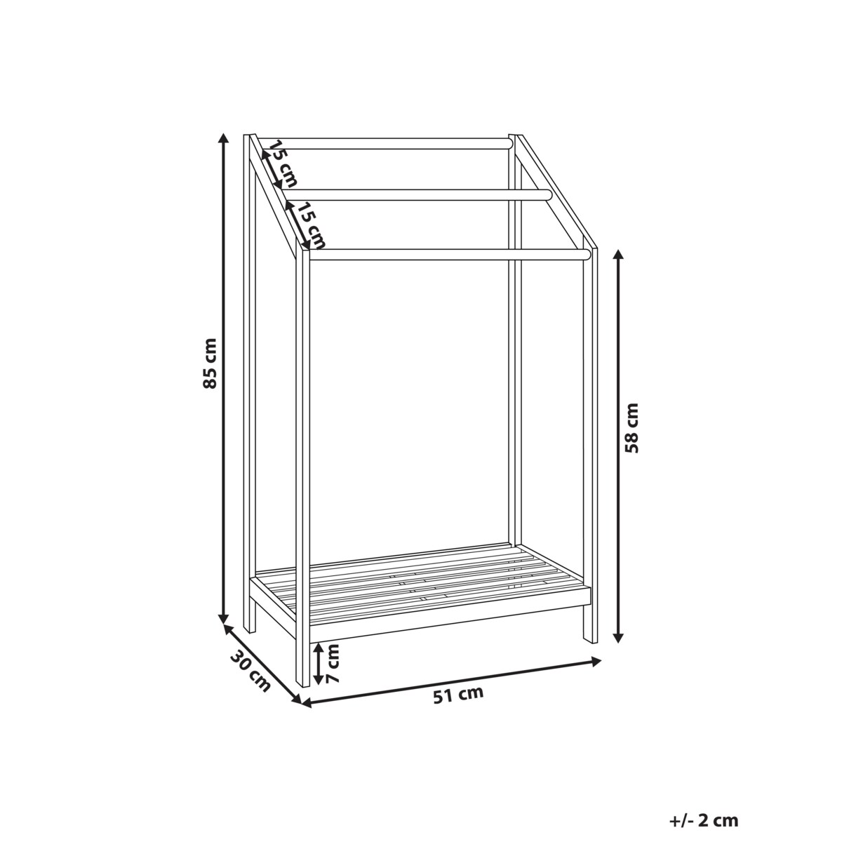 Stojak na ręczniki z półką YUNGAS Drewno bambusowe Jasnobrązowy