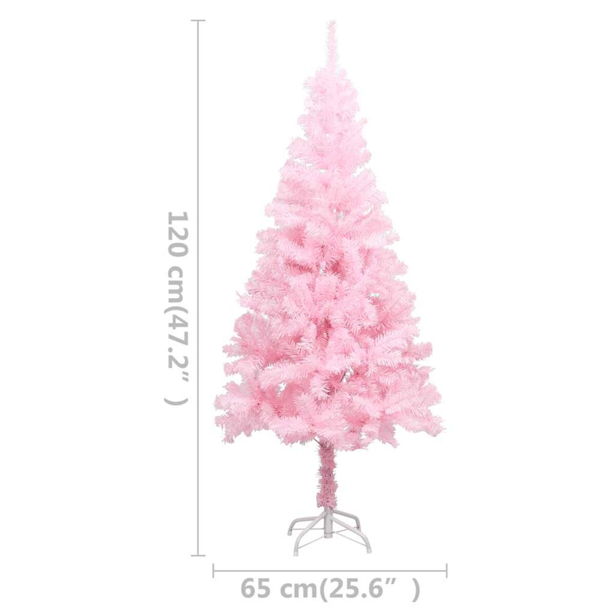 vidaXL Sztuczna choinka z lampkami i bombkami, różowa, 120 cm, PVC