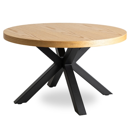 Stolik Kawowy Okrągły Mały Czarny Dąb Złoty Loft Nowoczesny Ława LINCOLN