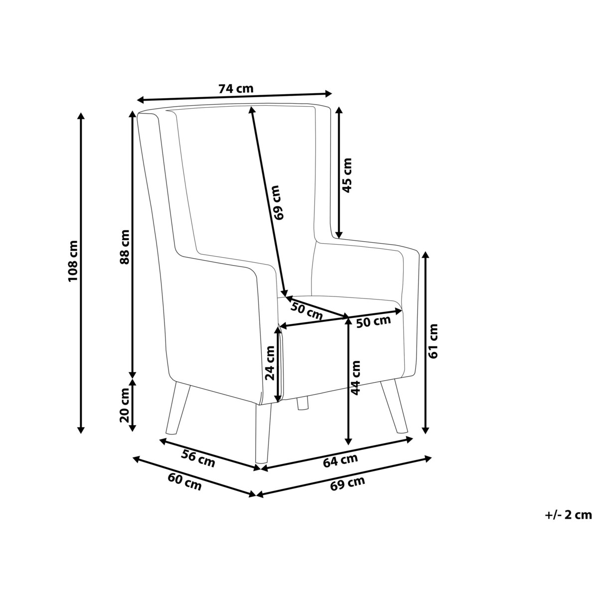 Fotel uszak welurowy żółty ONEIDA