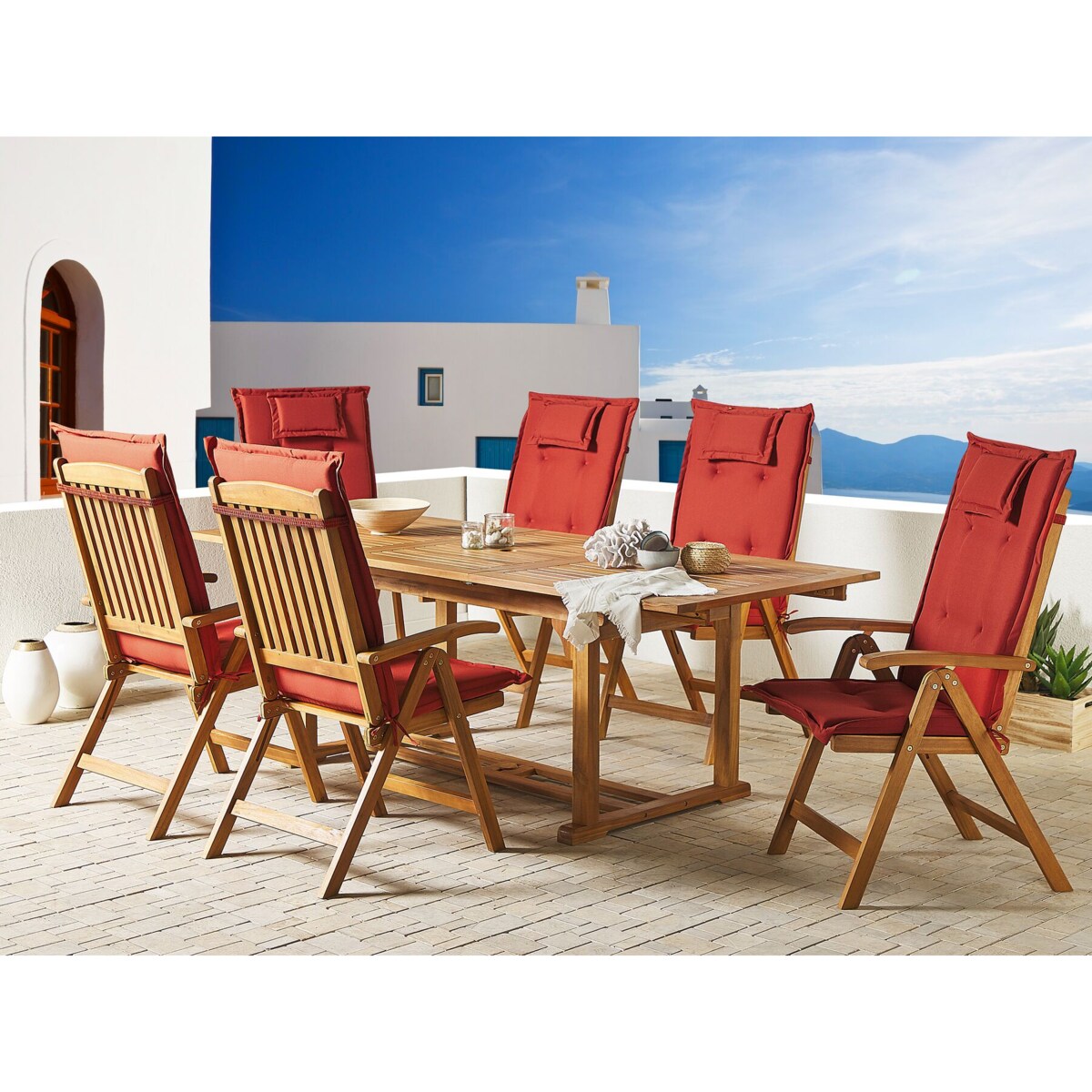 Zestaw 6 poduszek na krzesła ogrodowe czerwony TOSCANA/JAVA