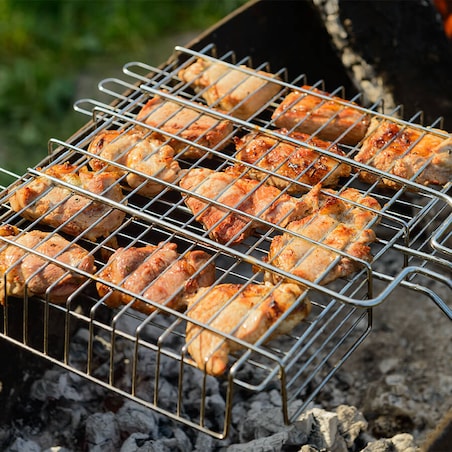 RUSZT DO GRILLA GRILLOWANIA RYB MIĘSA WARZYW STALOWA KRATKA BBQ 40x30 CM