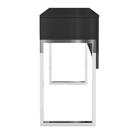 Czarna nowoczesna toaletka Dancan EVA ze srebrnym stelażem