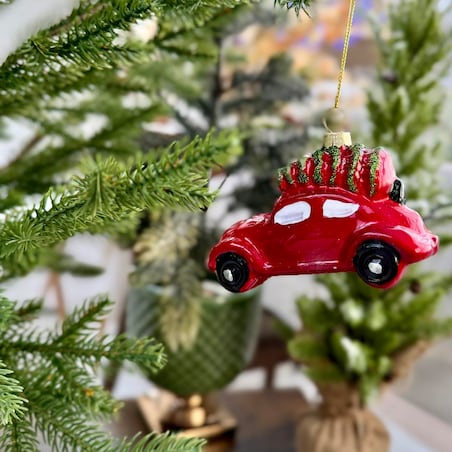 VILLA ITALIA Bombka AUTO czerwone 10 cm