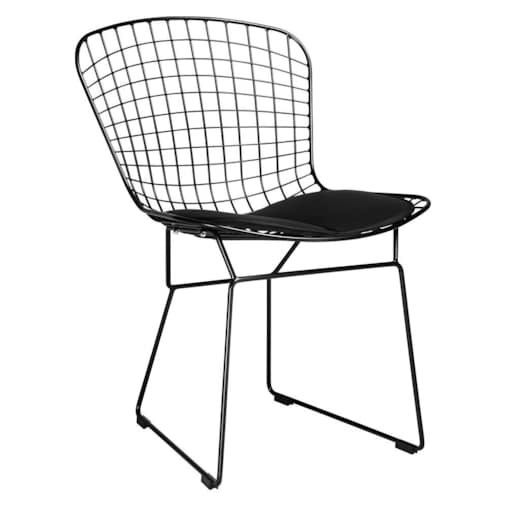 Krzesło druciane Net Soft z tapicerowanym siedziskiem czarne