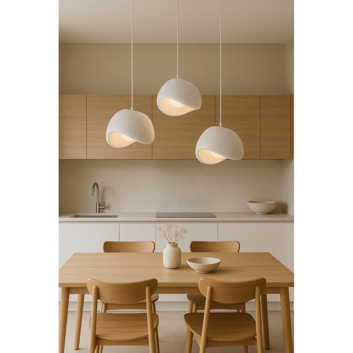 ZESTAW TRZECH LAMP WISZĄCYCH ASAHI BIAŁE