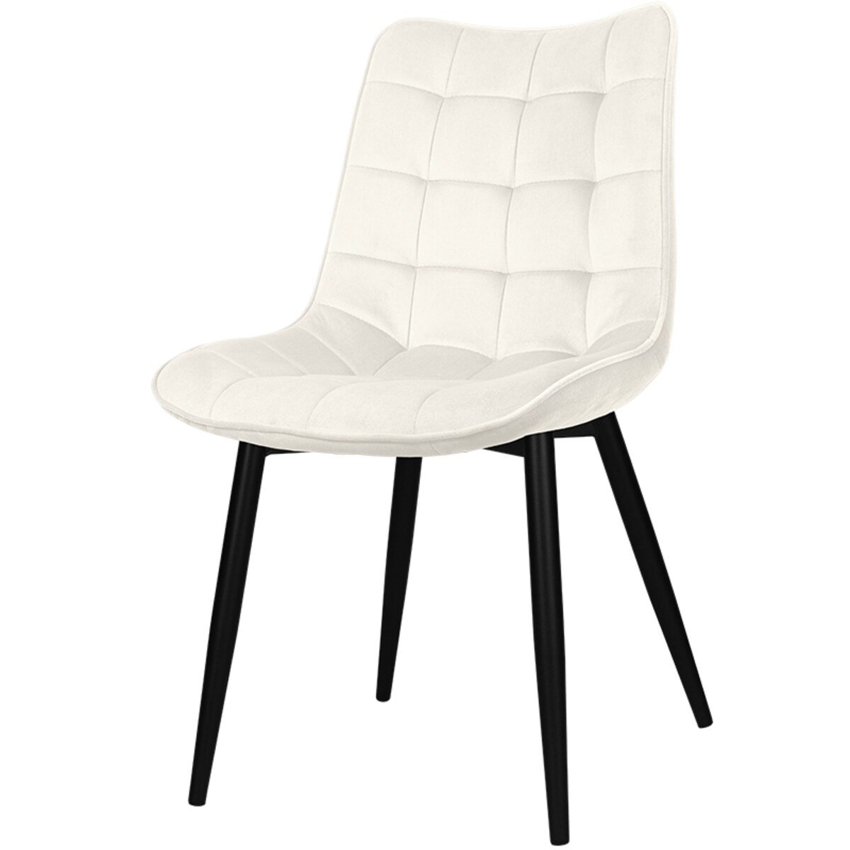 Krzesło tapicerowane welurowe pikowane do salonu jadalni beżowe