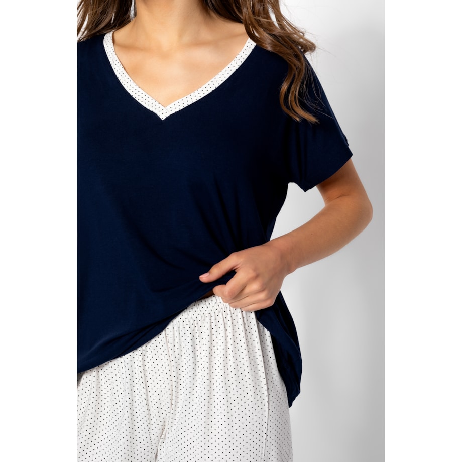 Piżama Cindy Navy-Ecru, S