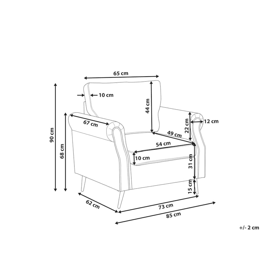 Fotel welurowy beżowoszary VIETAS