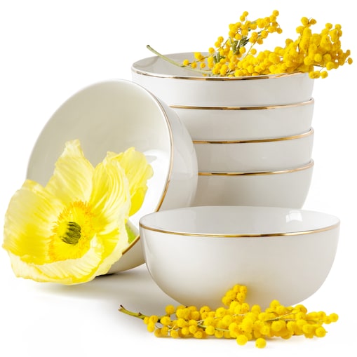 KONSIMO AD BELLA, Miska 6 szt., kolor ecru/złoty