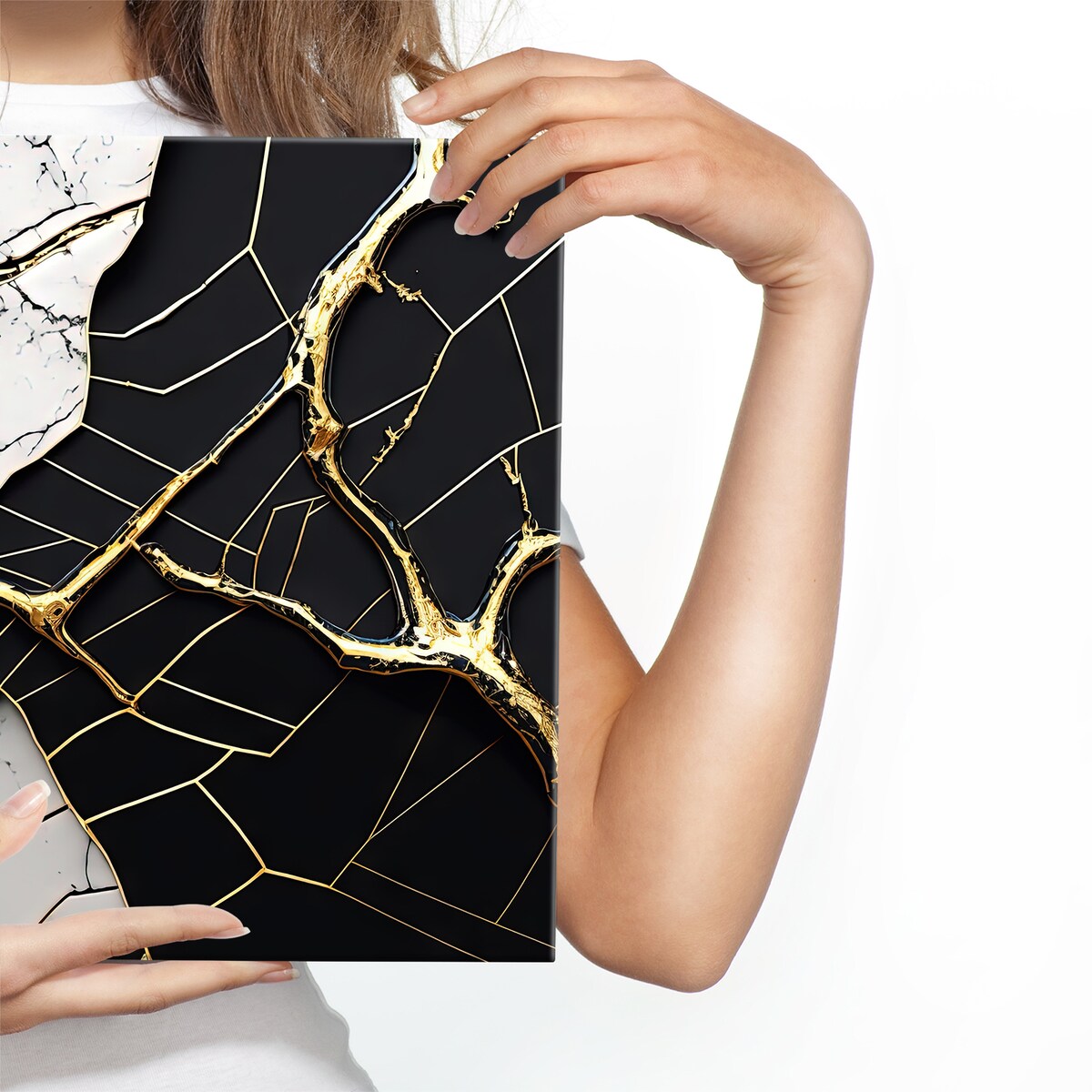 Obraz Ścienny Czarno-biały Popękany MARMUR 70x50cm