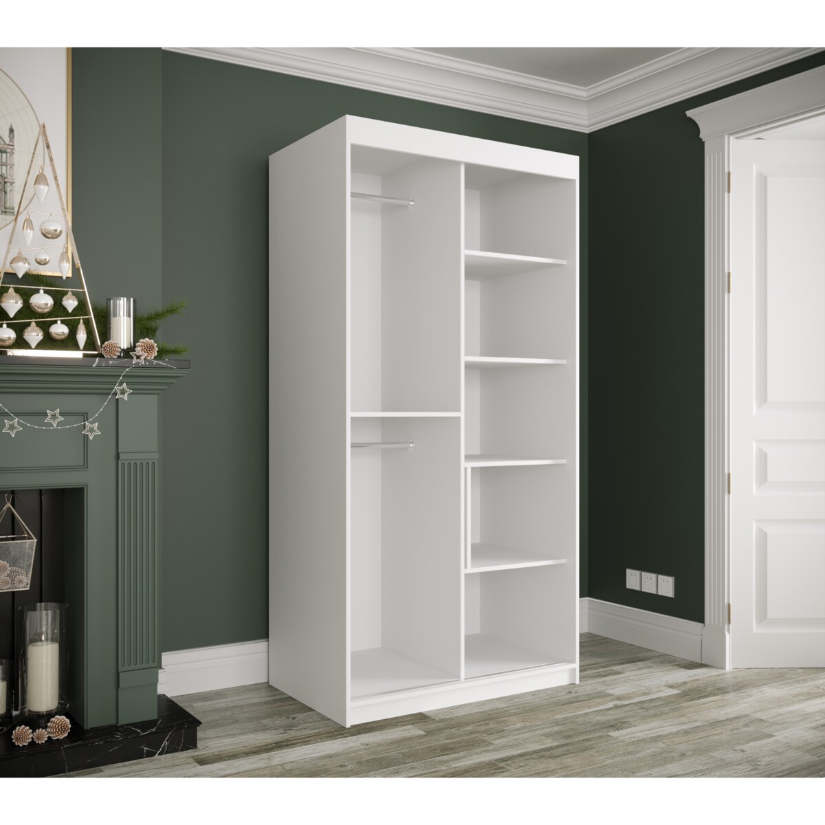 Szafa przesuwna Garderoba MARMUR POLE 100 gł. 62 biały