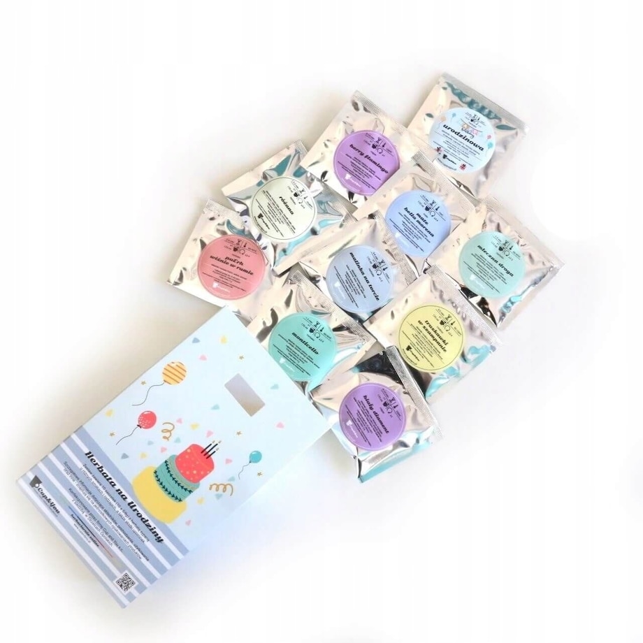 BOX prezentowy upominkowy z kawą herbatą zaparzaczem i kubkiem na 20 30 40 50 60 urodziny - na prezent upominek dla kobiety faceta dziewczyny koleżanki