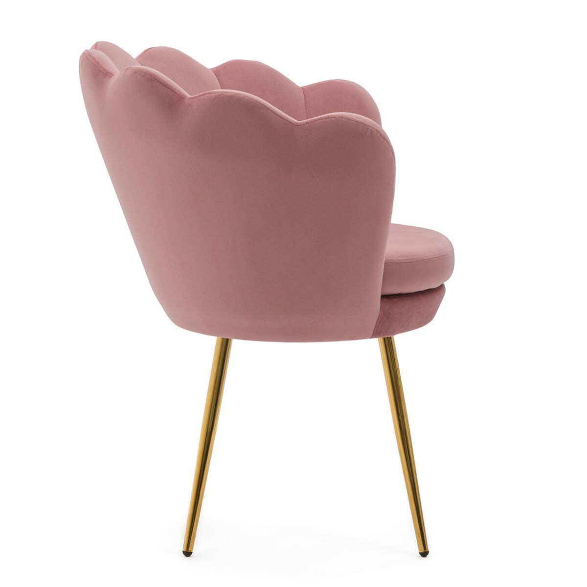 Muszelka krzesło welurowe różowe SHELL złote nogi do toaletki salonu biura