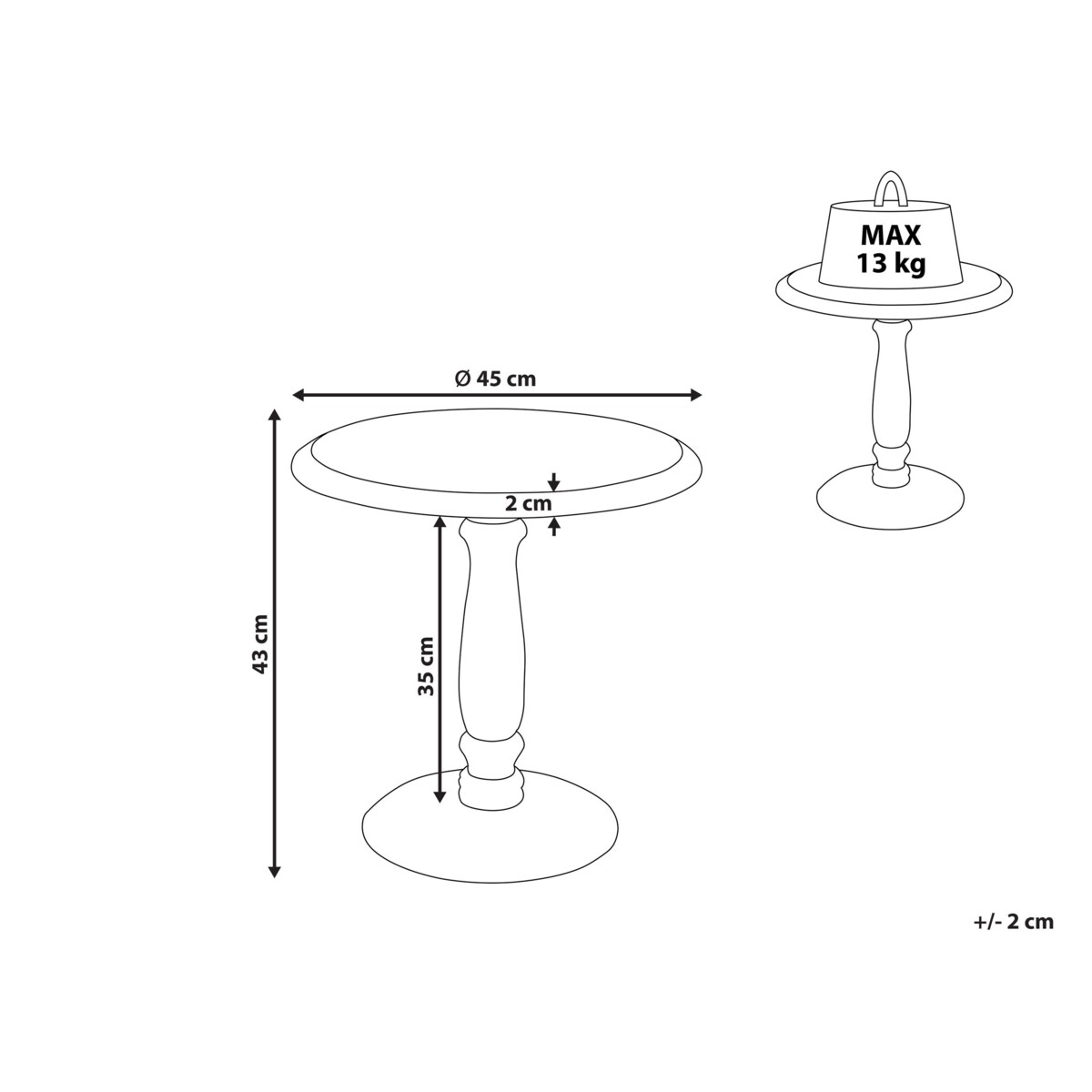 Stolik pomocniczy drewno mango złamana biel JAMBIA