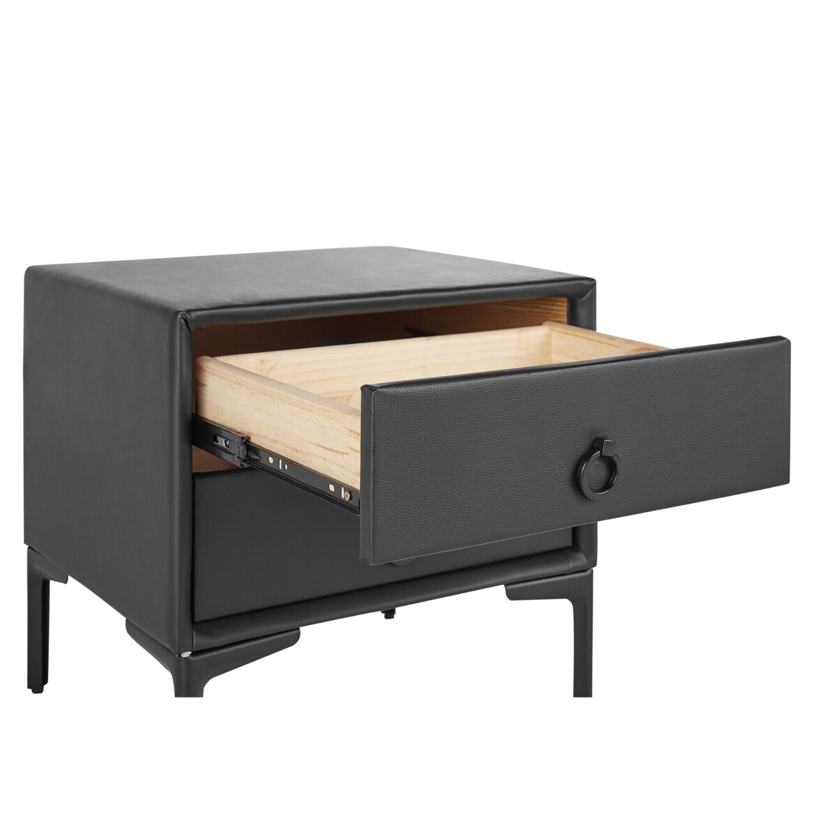 Szafka nocna ekoskóra czarna SEZANNE