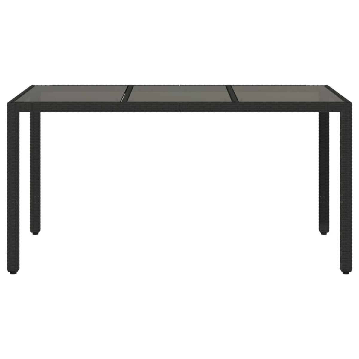 vidaXL Stół ogrodowy ze szklanym blatem, czarny, 150x90x75cm rattan PE