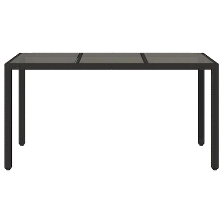 vidaXL Stół ogrodowy ze szklanym blatem, czarny, 150x90x75cm rattan PE