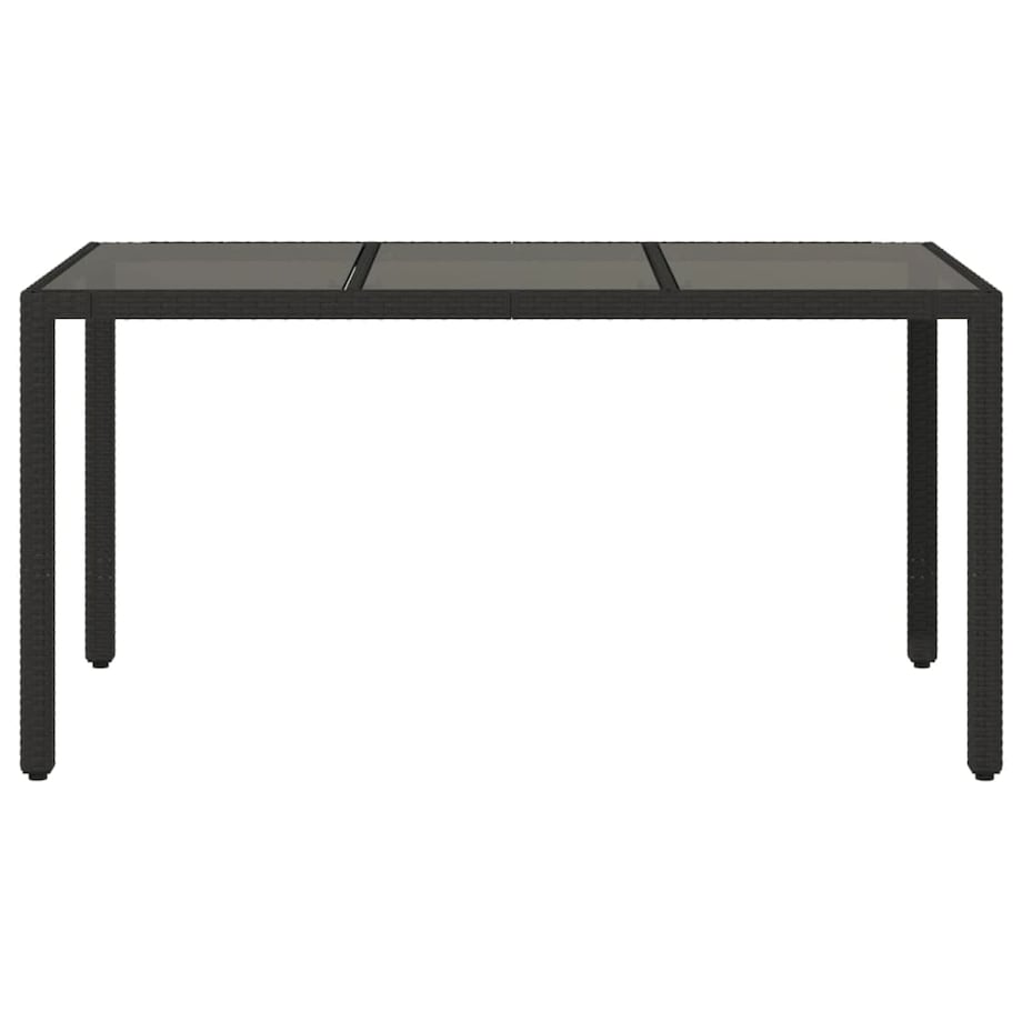 vidaXL Stół ogrodowy ze szklanym blatem, czarny, 150x90x75cm rattan PE